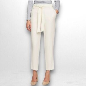 1.STATE White Flat Front Tie Waist Slim Pants Elastic Waistband Size 8
